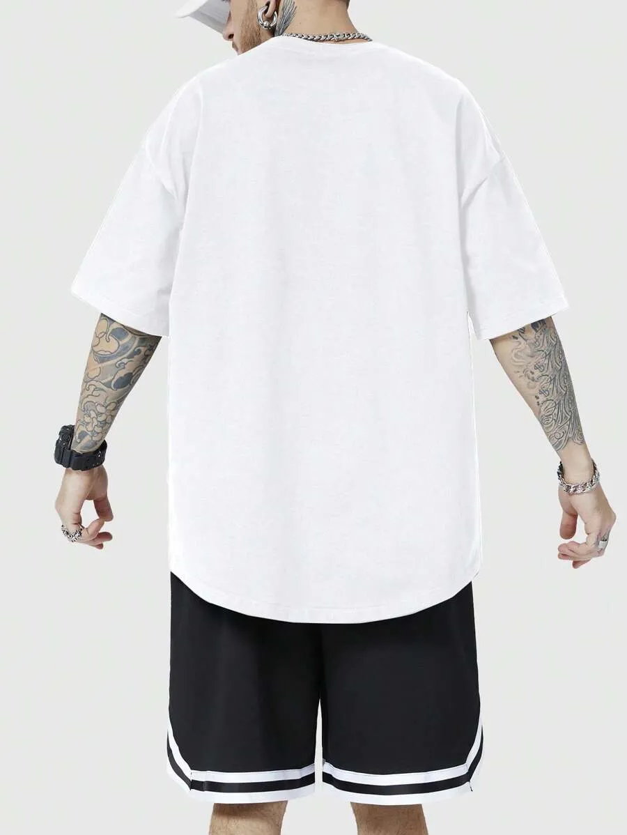12083 2c-282 Conjunto De Camiseta Y Pantalones Cortos Con Estampado De Letras Seashell Para Hombre