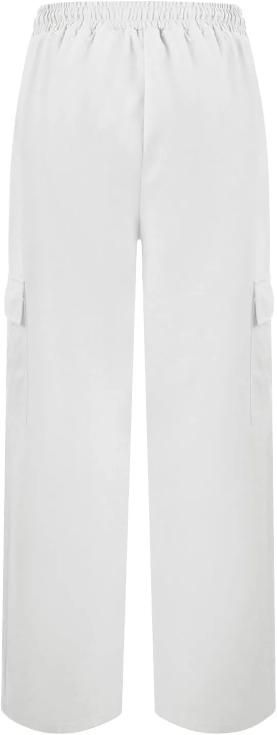 ADHOWBEW Cargo Sweatpants for Women Casual Trendy High Waist Relaxed Fit Wide Leg Drawstring Flare Sweatpants