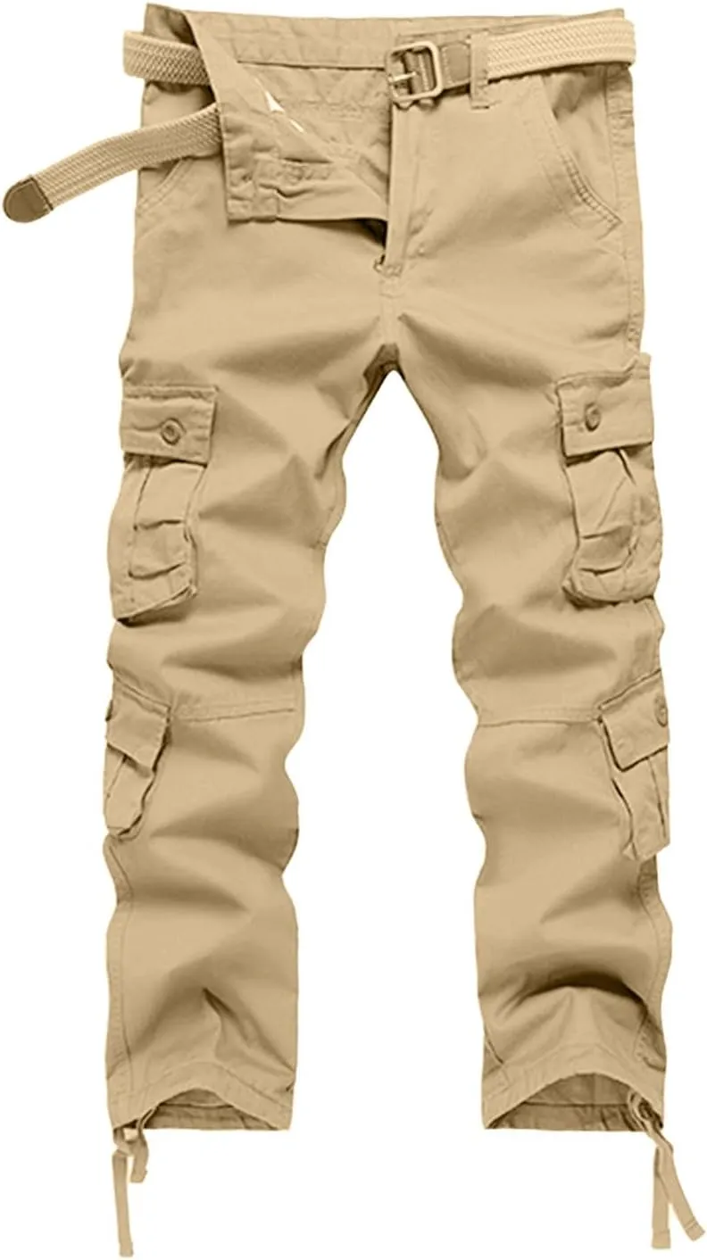 ADHOWBEW Men Cargo Pants Relaxed Fit Stretch Waterproof Construction Hiking Elastic Waist Trousers
