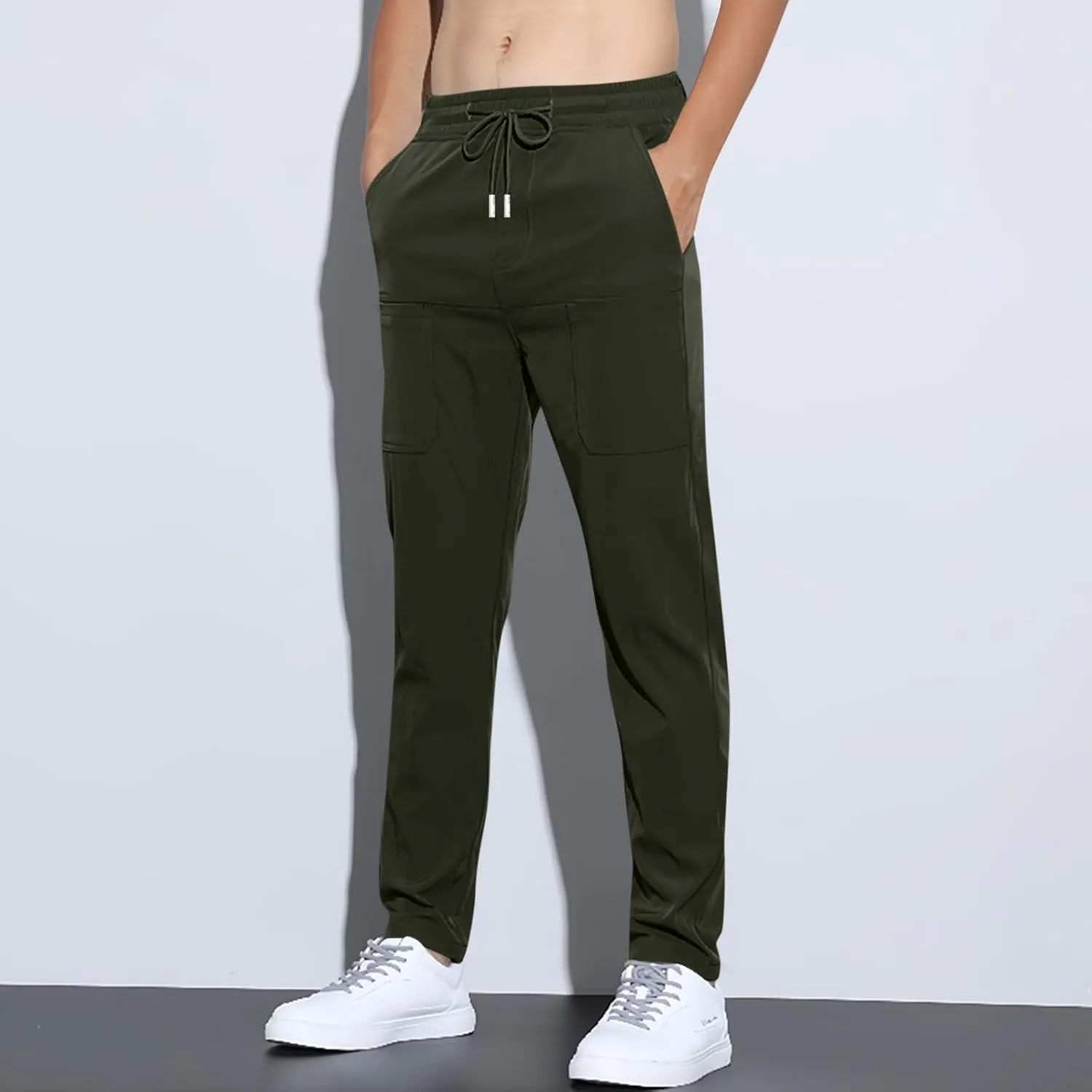 ADHOWBEW Mencomfy Cargo Pants Multipants High Stretch Multi-Pocket Durable Dry Fit Cargo Breathable Joggers