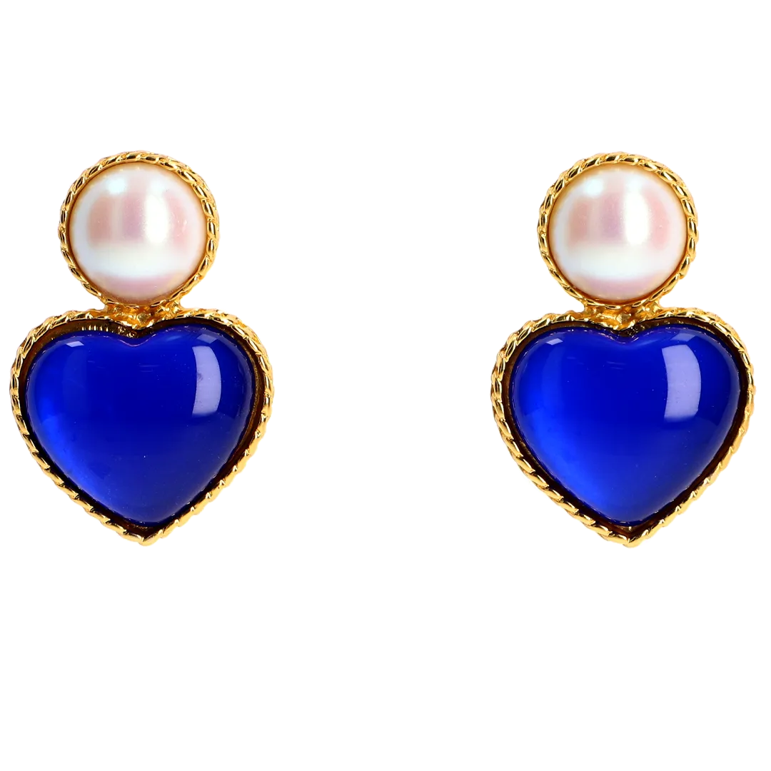 Aretes Corazones Azules