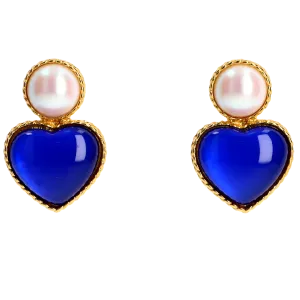 Aretes Corazones Azules