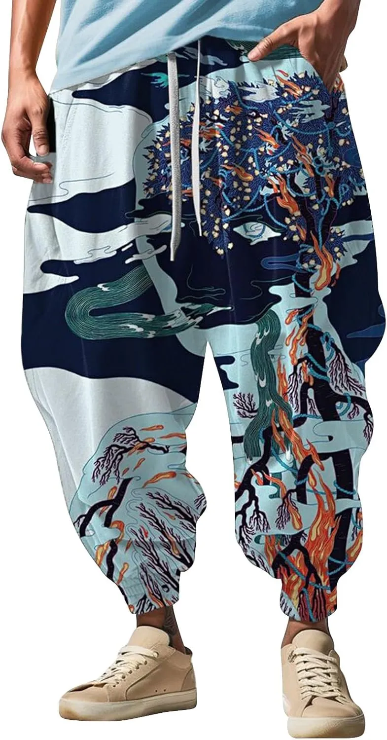 Baggy Wide Leg Pants Fashion Street Feel Casual Sweatpants Mens Drawstring Aladdil Hippie Harem Pants Yoga Pants Men