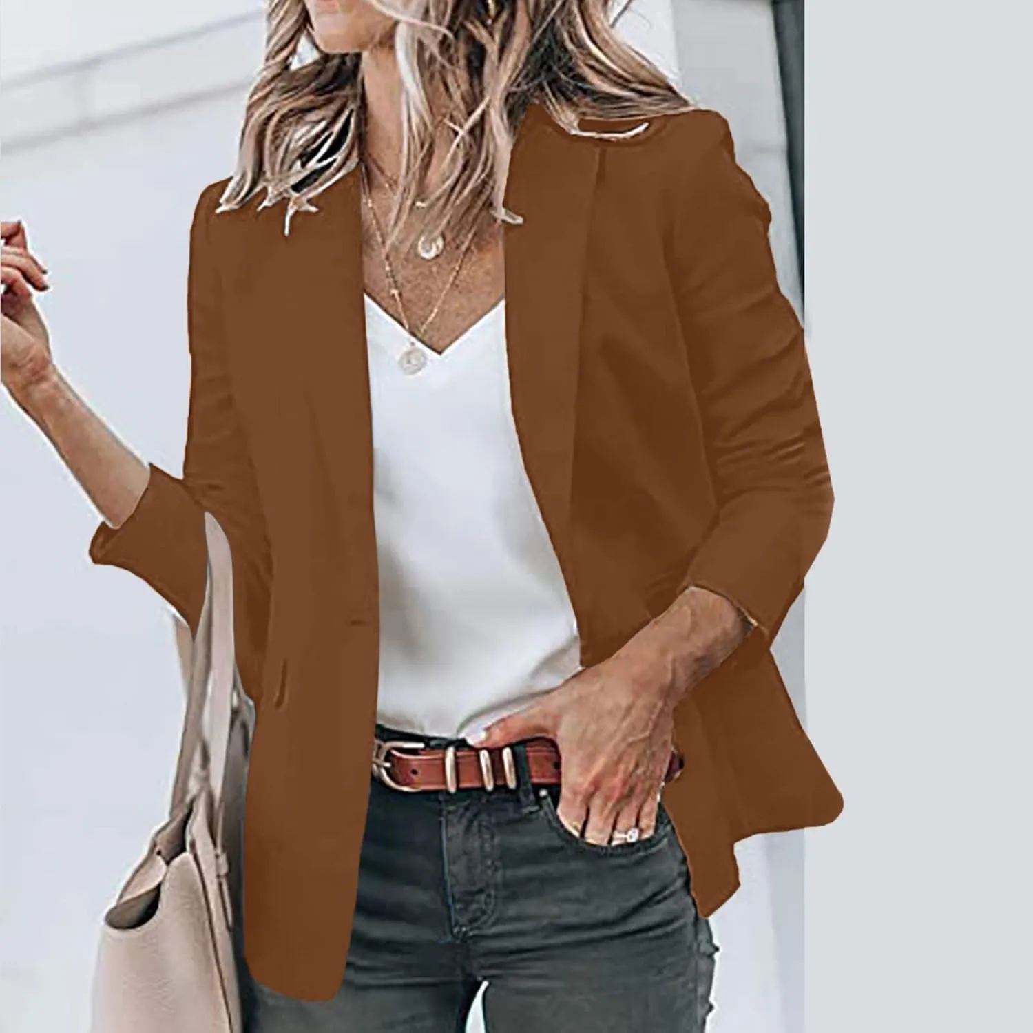 Blazer Jackets for Women Color Long Sleeve Lapel Suit Small Jacket Cardigan Work Suit Fall Fashion Blazer Blazer