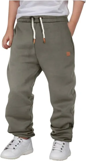 Boys Solid Color Casual Sweatpants Pull On Jogger Pants Toddler Kids Baggy Sweatpants Elastic Waist Active Pants