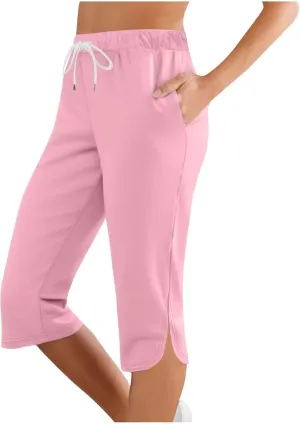Capri Pants for Women Knee Length Petite 2025 Summer High Waisted Athletic Workout Yoga Leggings with Pockets