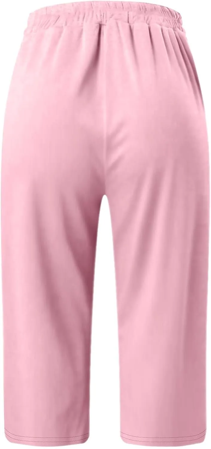 Capri Pants for Women Knee Length Petite 2025 Summer High Waisted Athletic Workout Yoga Leggings with Pockets