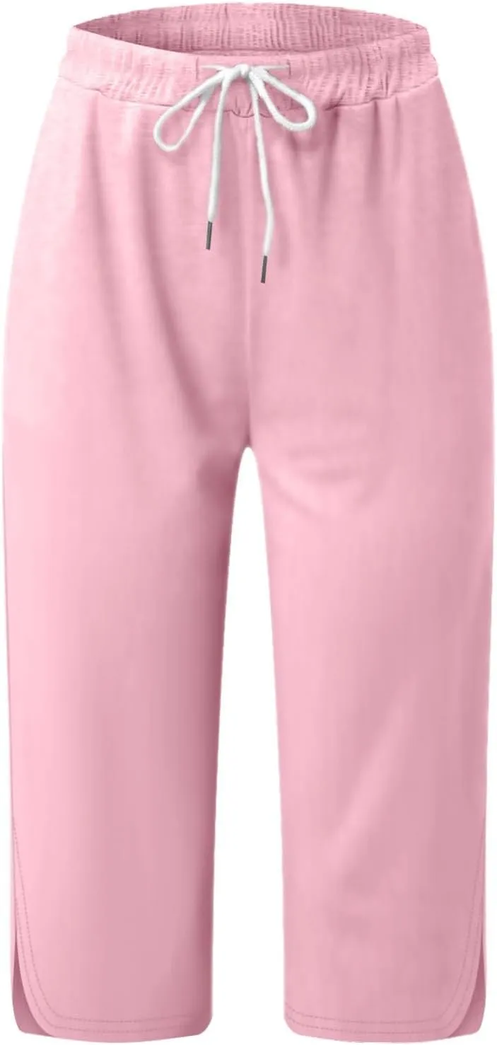 Capri Pants for Women Knee Length Petite 2025 Summer High Waisted Athletic Workout Yoga Leggings with Pockets