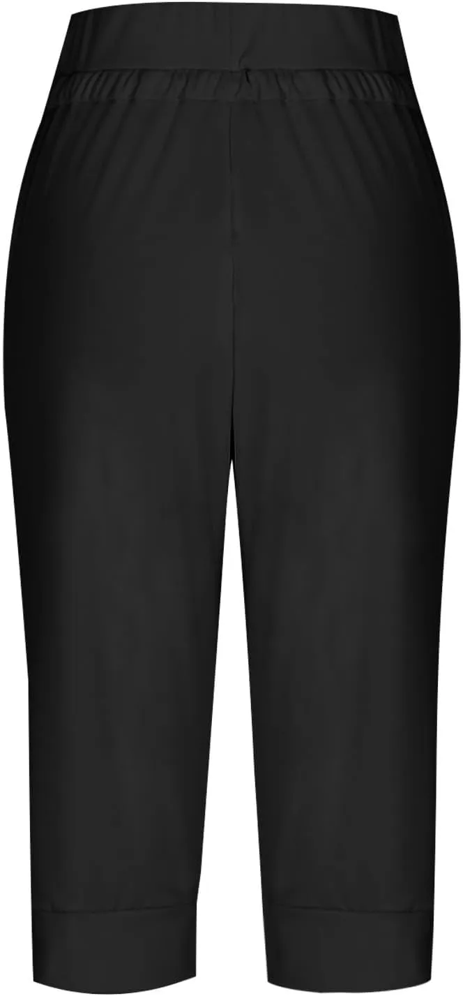 Capris Pant for Women High Waist Drawstring Stretch Jogger Soft Lightweight Yoga Hiking Pant with Pockets