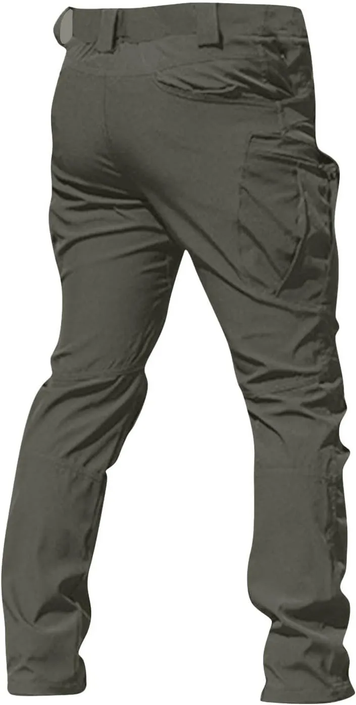 Cargo Pants for Men Multi Pocket Athletic Trousers Military Fan Elastic Waistband Work Lounge Overalls