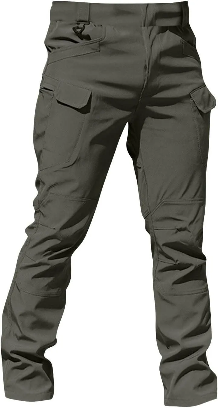 Cargo Pants for Men Multi Pocket Athletic Trousers Military Fan Elastic Waistband Work Lounge Overalls