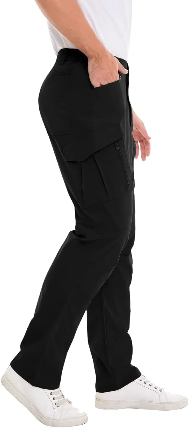 Cargo Pants Mens with 9 Pockets - High Waist Water-Resistant Tactical Pants for Hiking, Sports, and Casual Wear