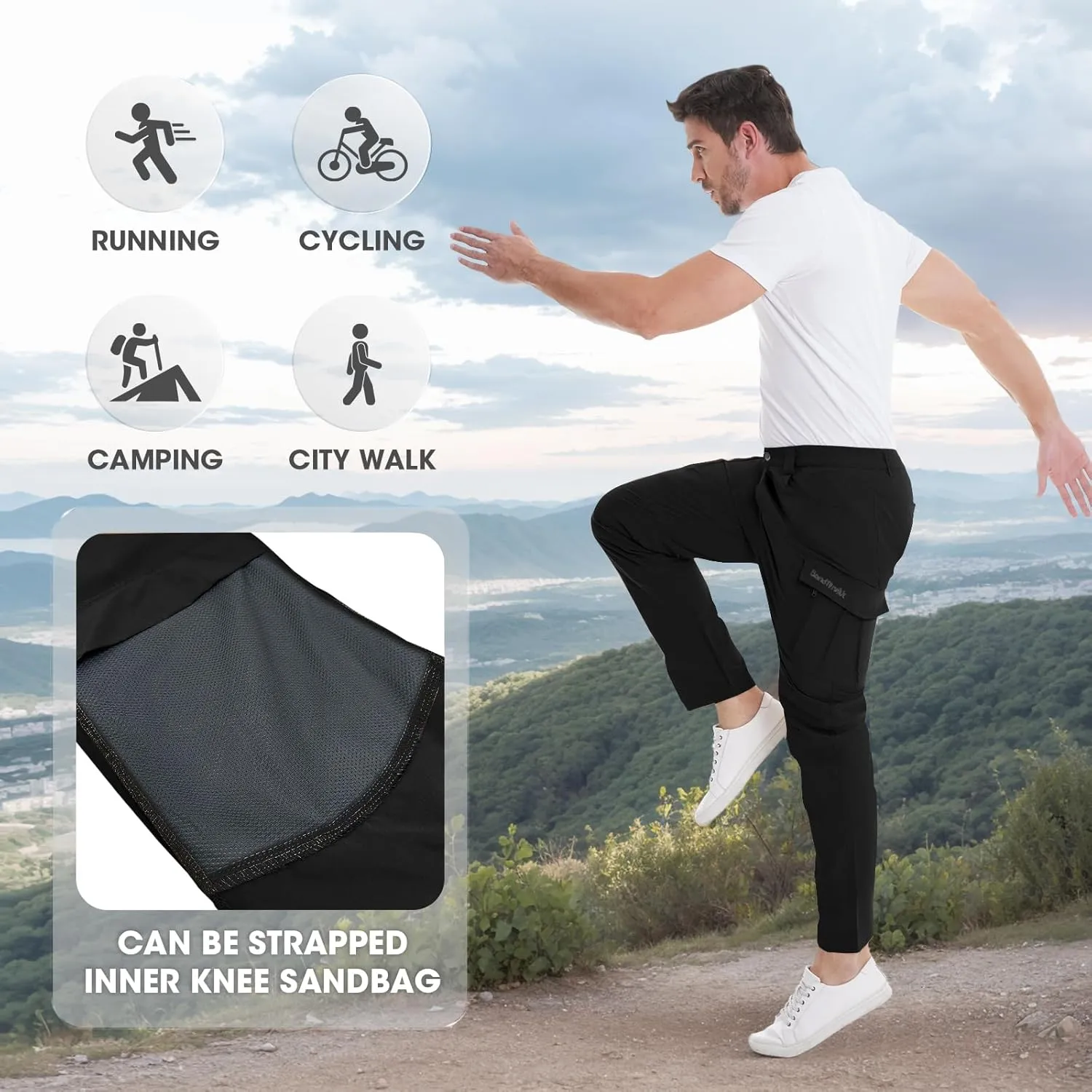 Cargo Pants Mens with 9 Pockets - High Waist Water-Resistant Tactical Pants for Hiking, Sports, and Casual Wear
