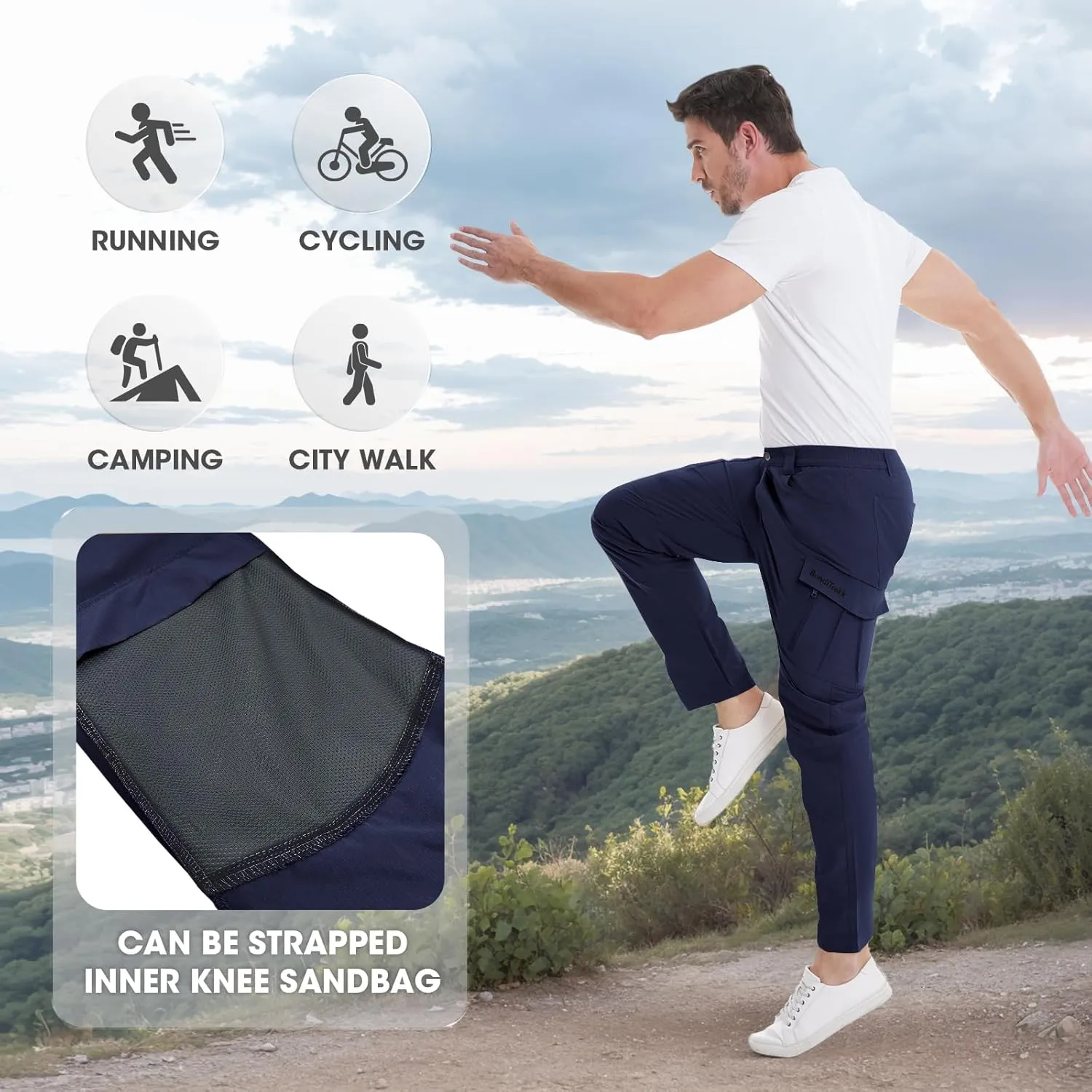 Cargo Pants Mens with 9 Pockets - High Waist Water-Resistant Tactical Pants for Hiking, Sports, and Casual Wear