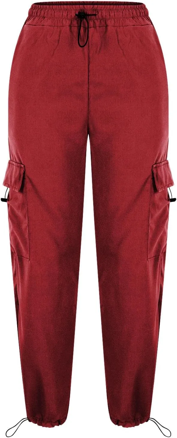 Cargo Pants Women High Waist Baggy Casual Solid Parachute Trousers Summer Loose Fit Y2K Streetwear with Multi Pockets