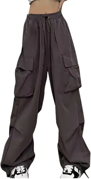 Cargo Pants Women High Waist Baggy Casual Solid Parachute Trousers Summer Loose Fit Y2K Streetwear with Multi Pockets