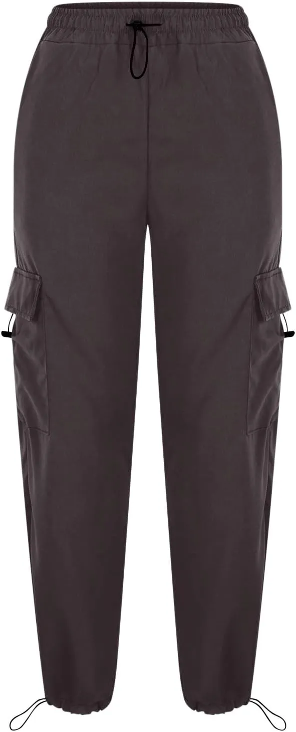 Cargo Pants Women High Waist Baggy Casual Solid Parachute Trousers Summer Loose Fit Y2K Streetwear with Multi Pockets