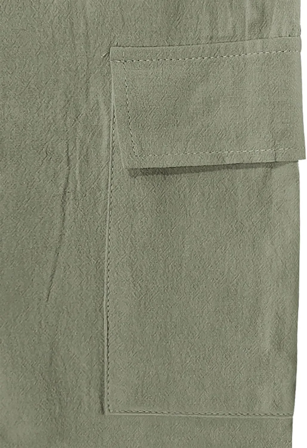 Cargo Shorts for Men Summer Casual Elastic Waist Knee Length Lightweight Beemuda Beach Linen Shorts Multi Pockets