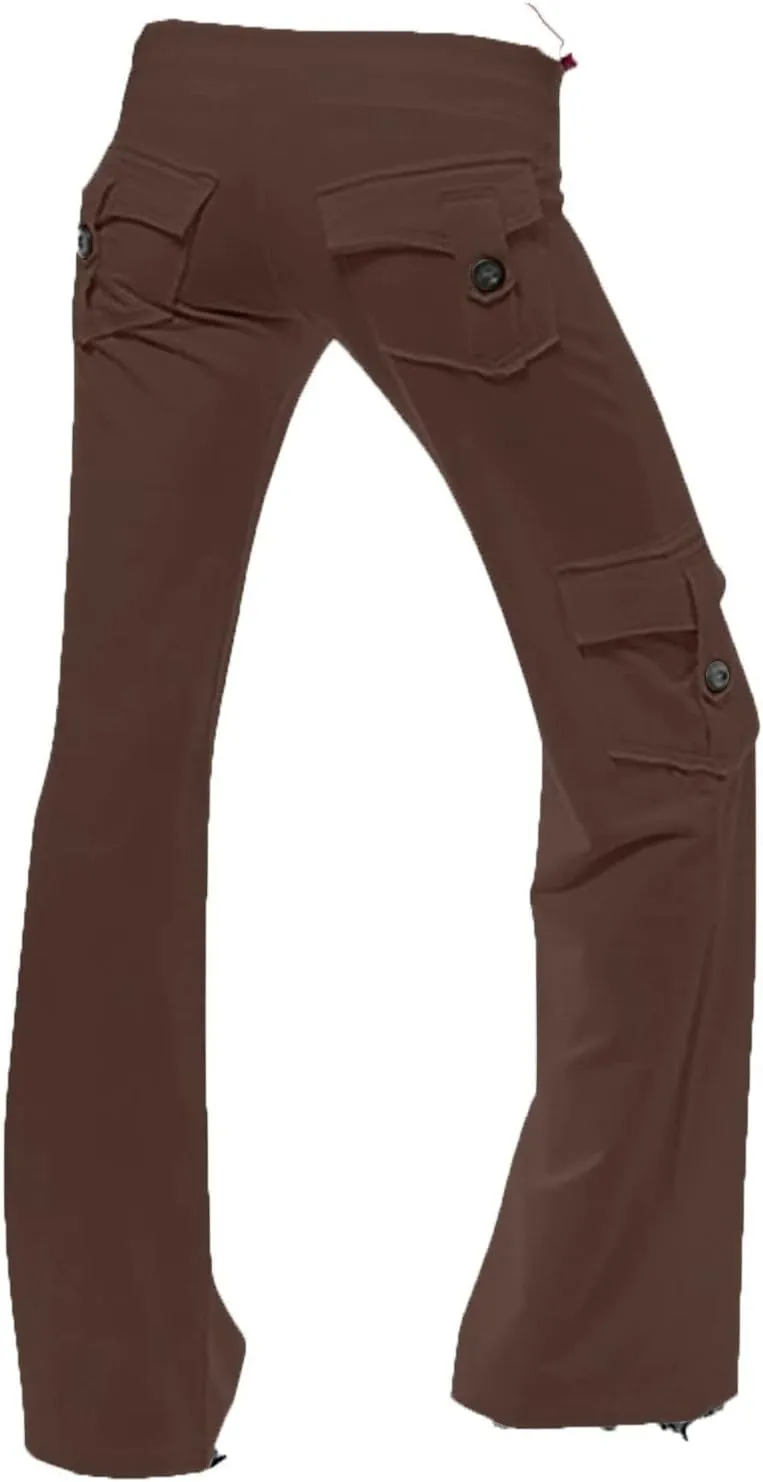 Cargo Yoga Pants for Women Plus Size Stretch Sweatpants Casual Drawstring High Waisted Long Trousers with Pockets