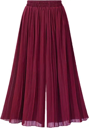 Flowy Chiffon Palazzo Dress Crop Pants for Women Dressy Casual Summer Wide Leg Pantalones De Vestir para Mujer