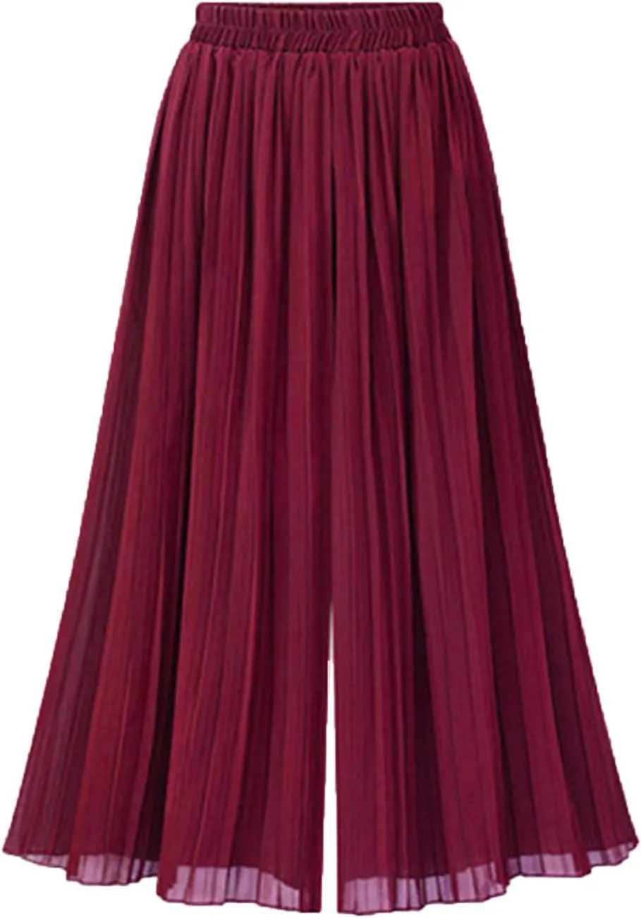 Flowy Chiffon Palazzo Dress Crop Pants for Women Dressy Casual Summer Wide Leg Pantalones De Vestir para Mujer