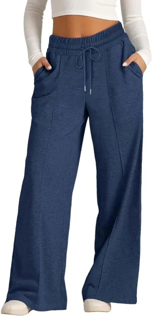 Girls Oversized Wide Leg Sweatpants Drawstring Kids Baggy Straight Leg Track Pants Casual Plain Pockets
