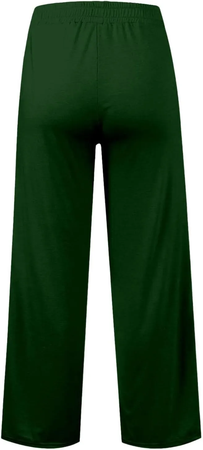 Girls Straight Wide Leg Pants Elastic High Waisted Solid Color Loose Trousers Y2k Baggy Soft Summer