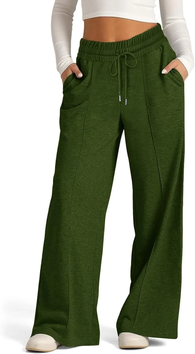 Girls Straight Wide Leg Pants Elastic High Waisted Solid Color Loose Trousers Y2k Baggy Soft Summer