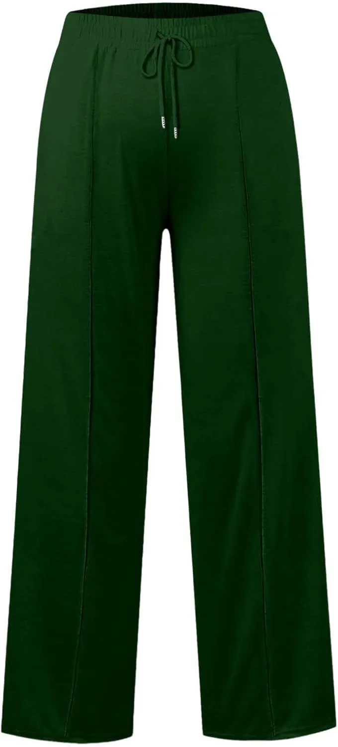 Girls Straight Wide Leg Pants Elastic High Waisted Solid Color Loose Trousers Y2k Baggy Soft Summer