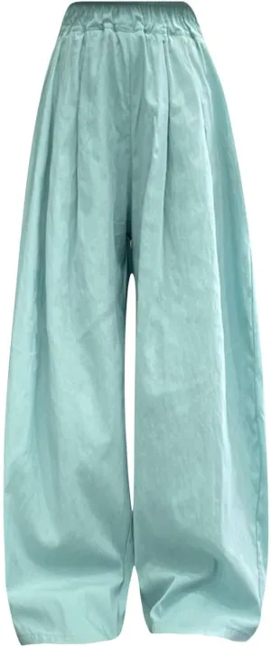 Girls Straight Wide Leg Solid Color Pants High Elastic Waist Baggy Flowy Casual Trousers Y2k Trendy