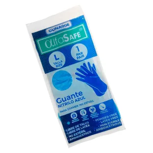 Guante Alfasafe Nitrilo Azul  (L) Paquete x1 par