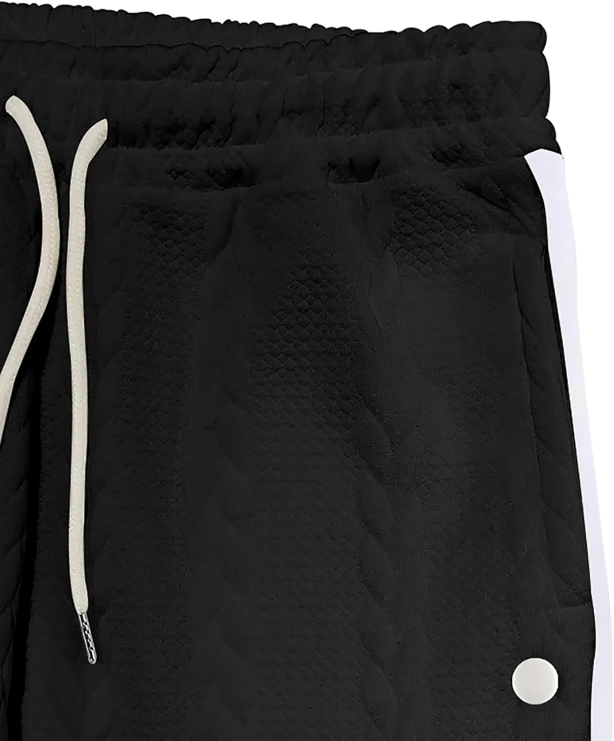 hlysgo Mens Jacquard Sweatpants Casual Loose Fit Side Button Trim Wide Leg Straight Pants Color Block Drawstring Joggers