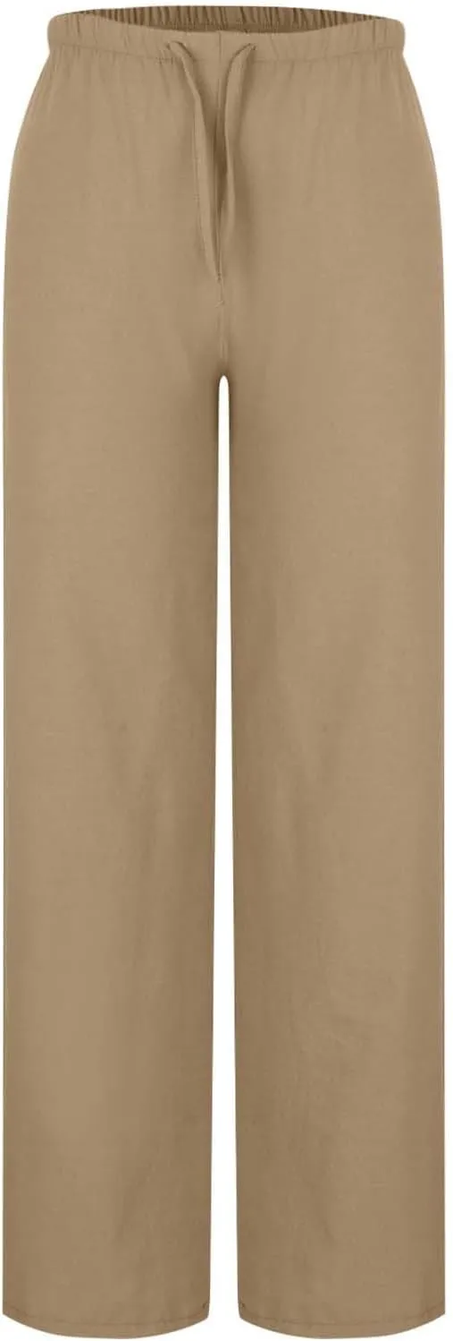 Hvyesh Low Rise Linen Pants for Women Flowy Wide Leg Summer Casual 2025 Y2k Streetwear Trendy Baggy Sweatpants Drawstring