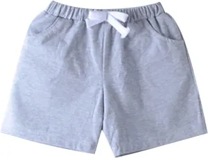 Kids Cotton Shorts Casual Preppy Shorts Solid Color School Uniform Elastic Waist Relaxed Fit Summer Wear with Pockets