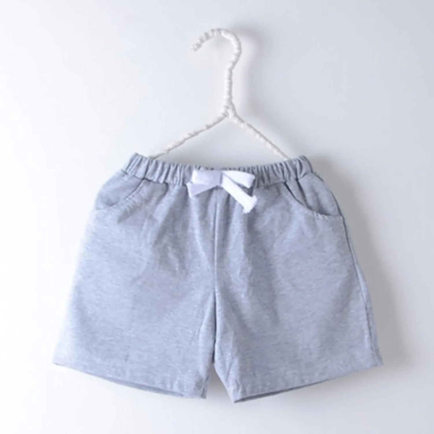 Kids Cotton Shorts Casual Preppy Shorts Solid Color School Uniform Elastic Waist Relaxed Fit Summer Wear with Pockets