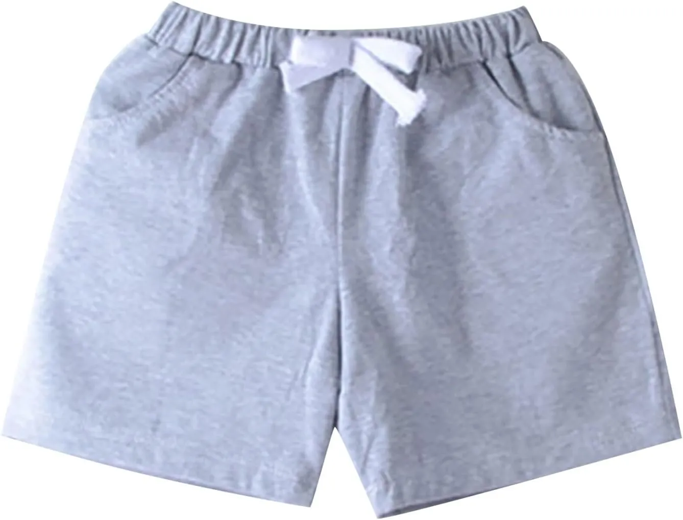 Kids Cotton Shorts Casual Preppy Shorts Solid Color School Uniform Elastic Waist Relaxed Fit Summer Wear with Pockets