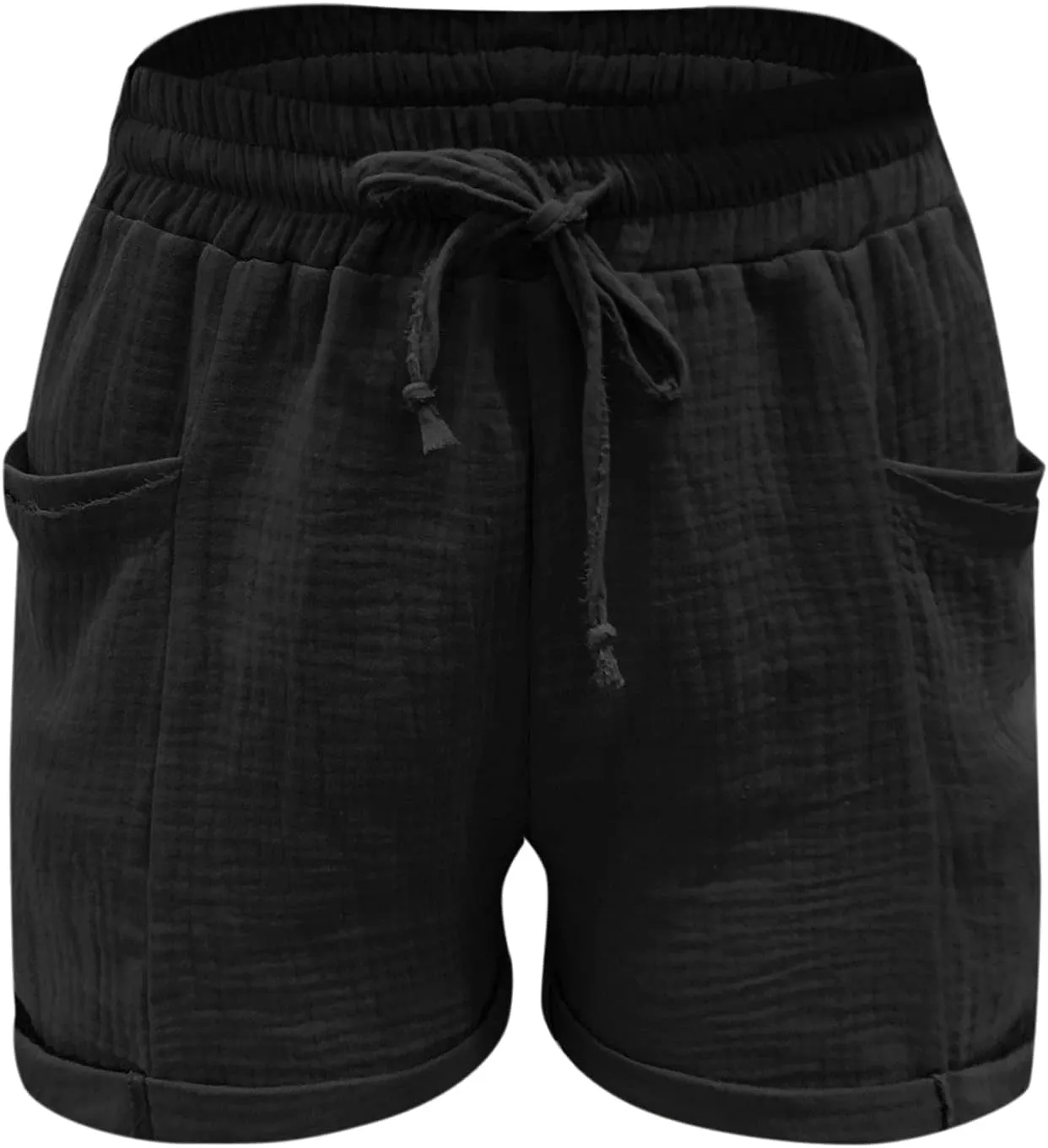 Linen Shorts for Women 2025 Summer Beach Resort Wear Drawstring Elastic High Waist Dressy Casual Shorts with Pockets