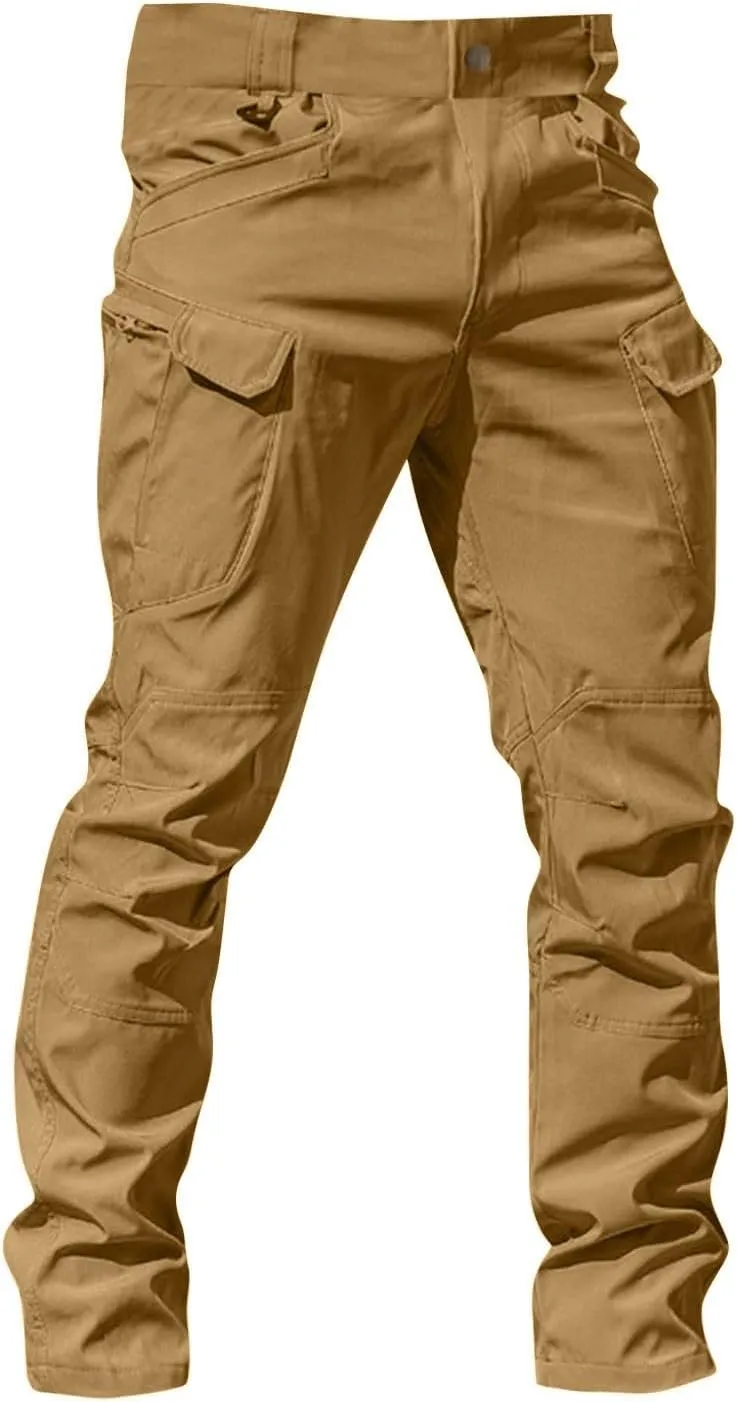 Men Cargo Pants Relaxed Fit Khaki Pants Stretch Tactical Multi Pockets Hiking Pant Water Resistant Ripstop Trousers