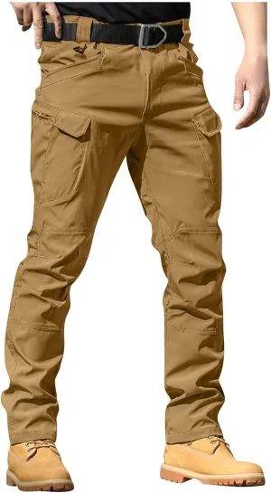 Men Cargo Pants Relaxed Fit Khaki Pants Stretch Tactical Multi Pockets Hiking Pant Water Resistant Ripstop Trousers