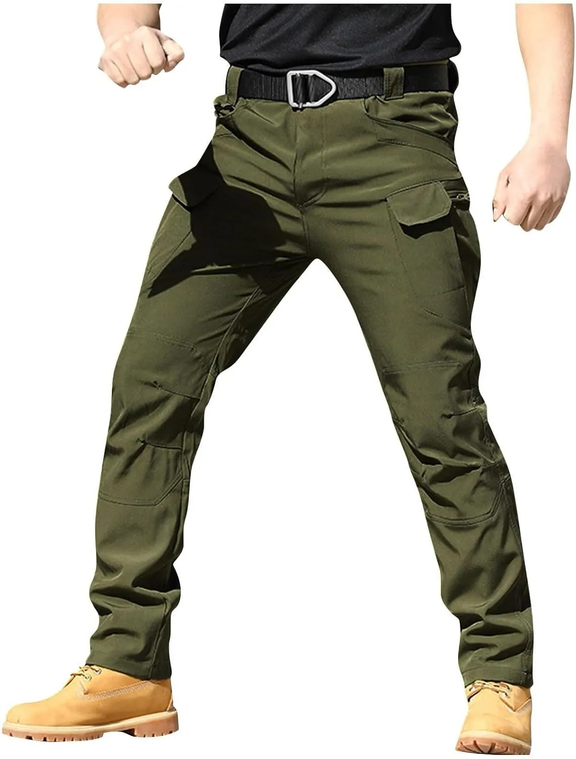 Mens Cargo Pants Baggy Outdoor Waterproof Hiking Work Pants Stretch Multi Pockets Lightweight Classic Tactical Sweatpant