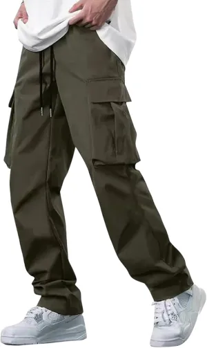 Men's Casual Jogger Pants Breathable Chino Relaxed Fit Outdoor Cargo Pants Sport Loose Fit Twill Jogging Sweatpants