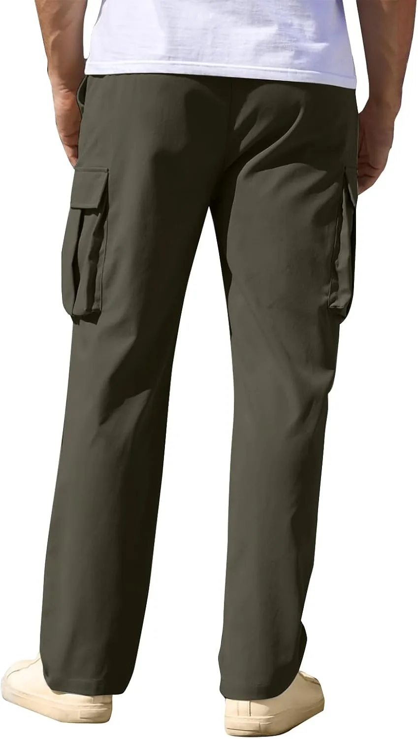 Men's Casual Jogger Pants Breathable Chino Relaxed Fit Outdoor Cargo Pants Sport Loose Fit Twill Jogging Sweatpants