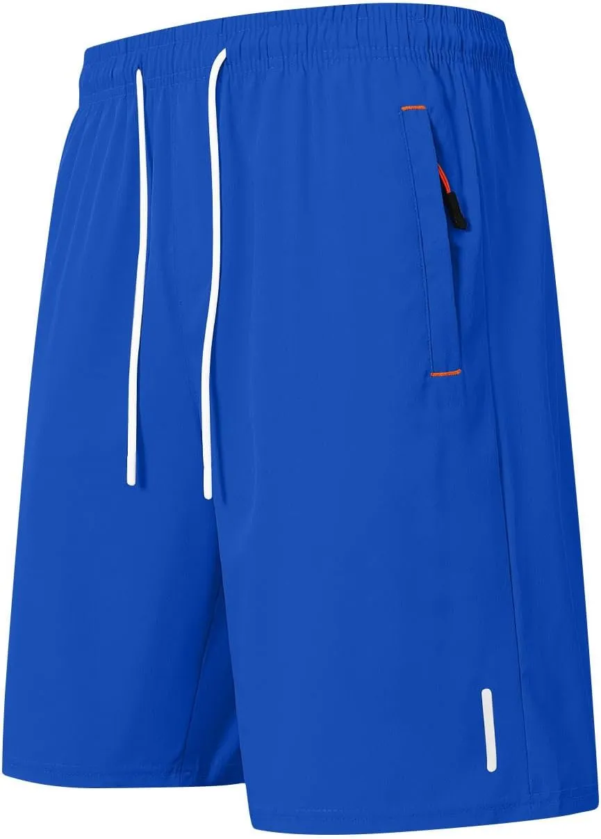 Mens Gym Shorts Petite Breathable Quick-Dry Basketball Lightweight Workout Running Sport Shorts with Zipper Pockets