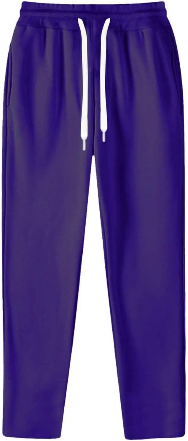 Mens Sweatpants Open Bottom Baggy Sweat Pants for Men Straight Leg Fleece Loose Fit Gym Athletic Sweatpants Pockets