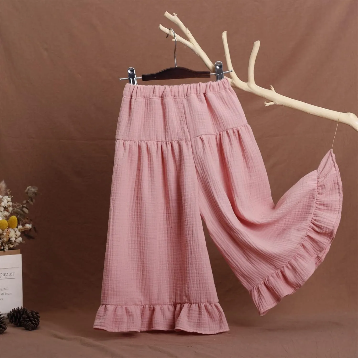 Moonker Baby Girls Wide Leg Pants Straight Soft Lightweight Summer Casual Flowy Palazzo Pants Comfy Loose 9