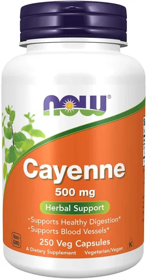 NOW Sports Cayenne 500 mg (Pimenta Caiena), 100 Caps Veg