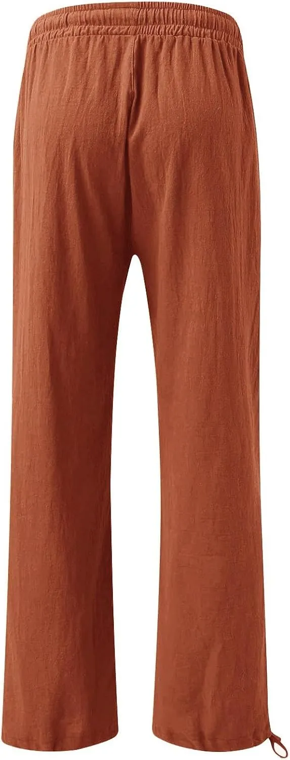 Pantalones para Mujer Linen Pants Comfy Work Pants with Elastic High Waist Paper Bag Linen Dress Pants for Women