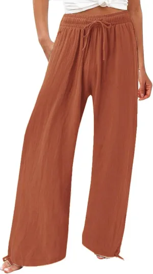 Pantalones para Mujer Linen Pants Comfy Work Pants with Elastic High Waist Paper Bag Linen Dress Pants for Women