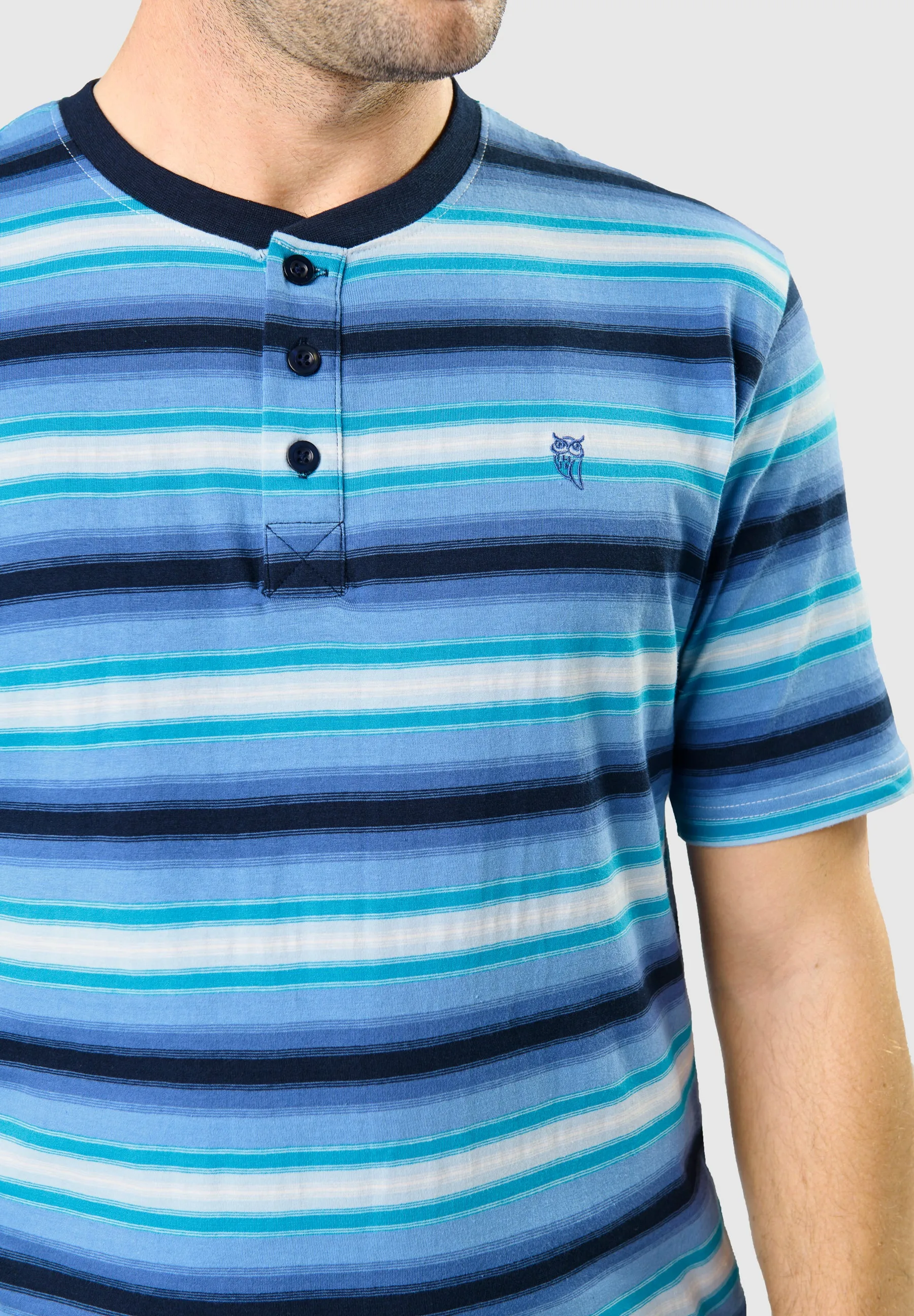 Pijama Hombre Verano Corto Tapeta Algodón Punto Rayas - Azul 3036_33
