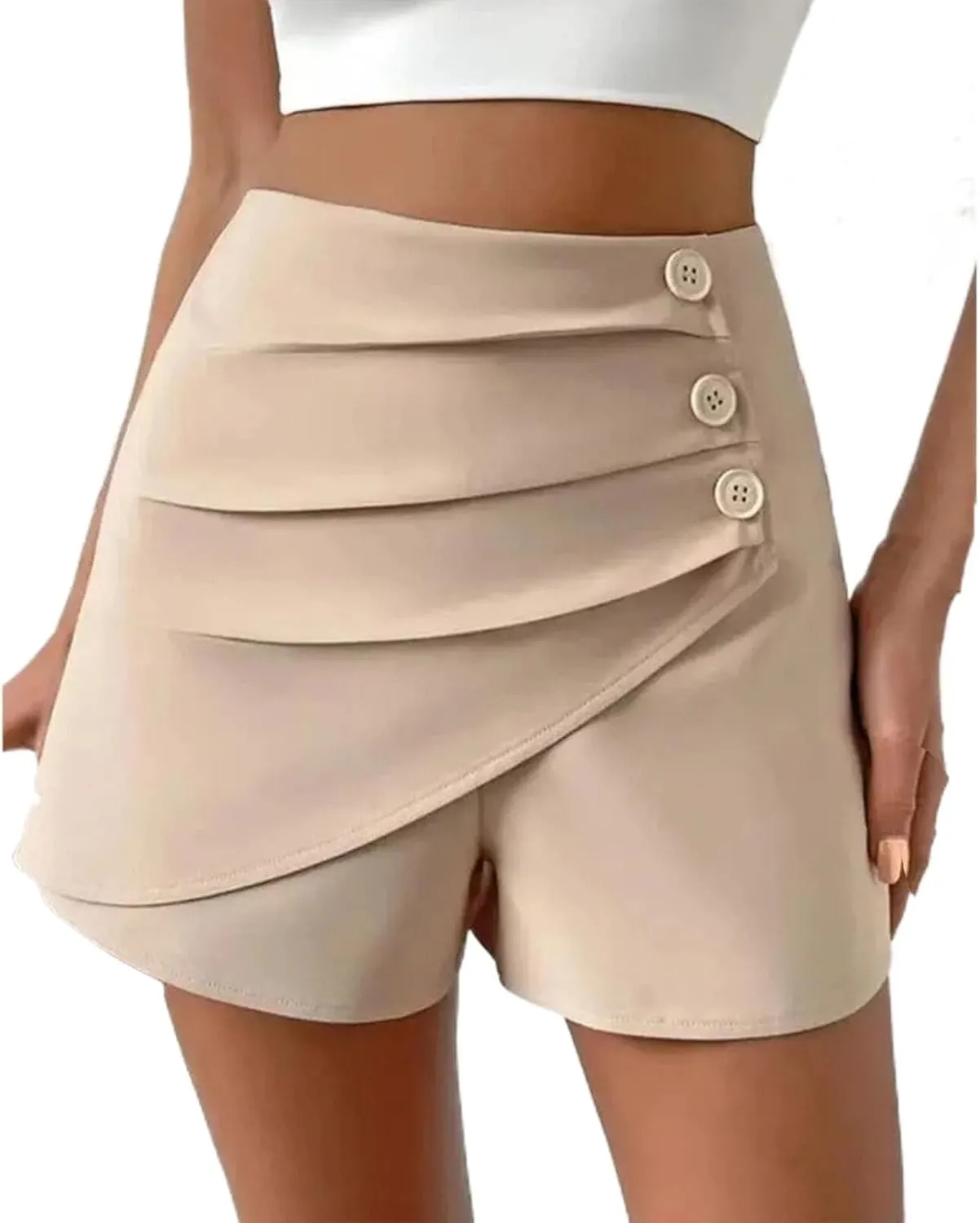 Summer Shorts for Women Trendy High Waist Single Breasted Pleated Dress Short Business Casual Office Work Shorts